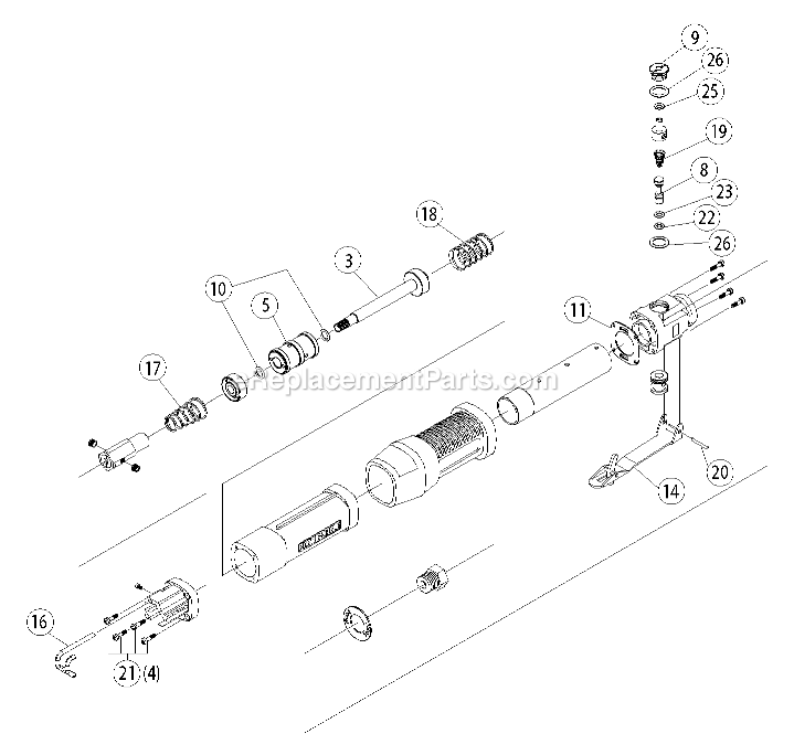 Page A Diagram and Parts List for PTX5 Type 0 Porter Cable Air Tool